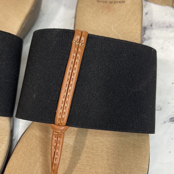 Andre Assous Nice Featherweights Sandal Brown Leather Black Stretch Stacked Heel - Picture 8 of 11